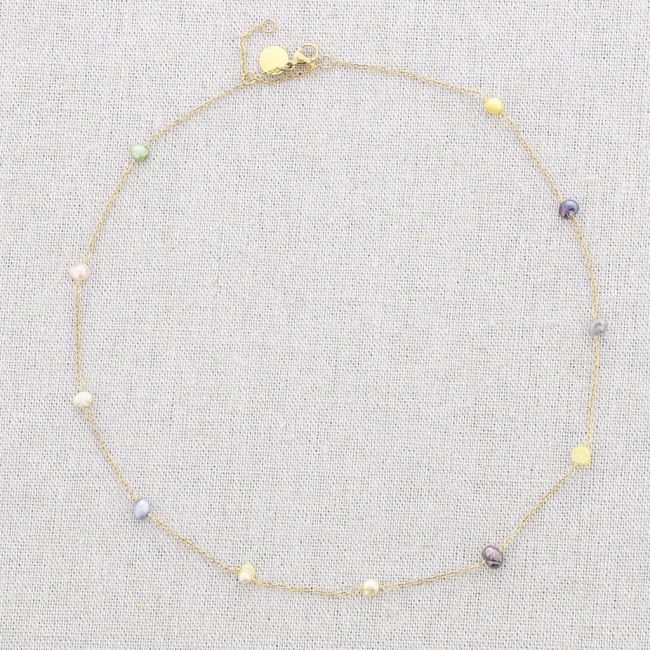 COLORFUL PEARLS STEEL SHORT NECKLACE