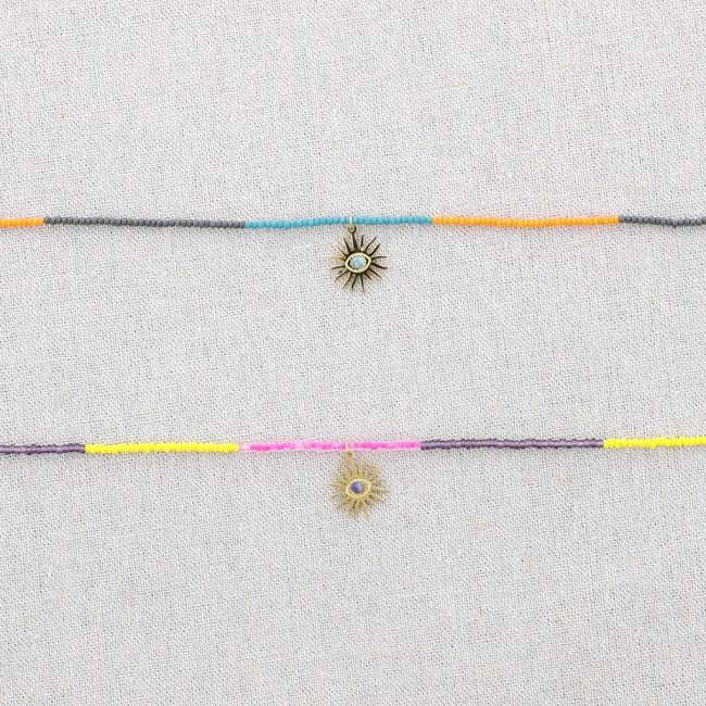 SUN STEEL PENDANT BEAD SHORT NECKLACE
