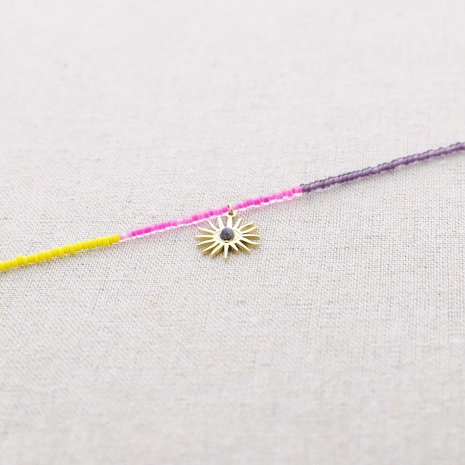 SUN STEEL PENDANT BEAD SHORT NECKLACE