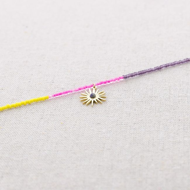 SUN STEEL PENDANT BEAD SHORT NECKLACE