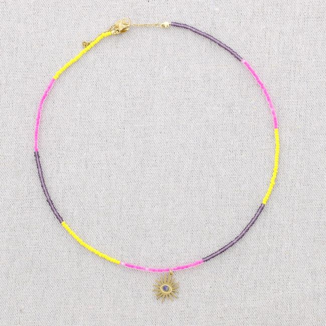 SUN STEEL PENDANT BEAD SHORT NECKLACE