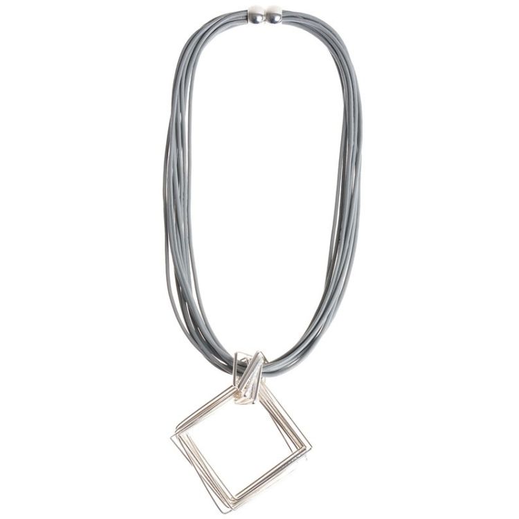 RECTANGULAR MULTI-RING PENDANT SHORT NECKLACE