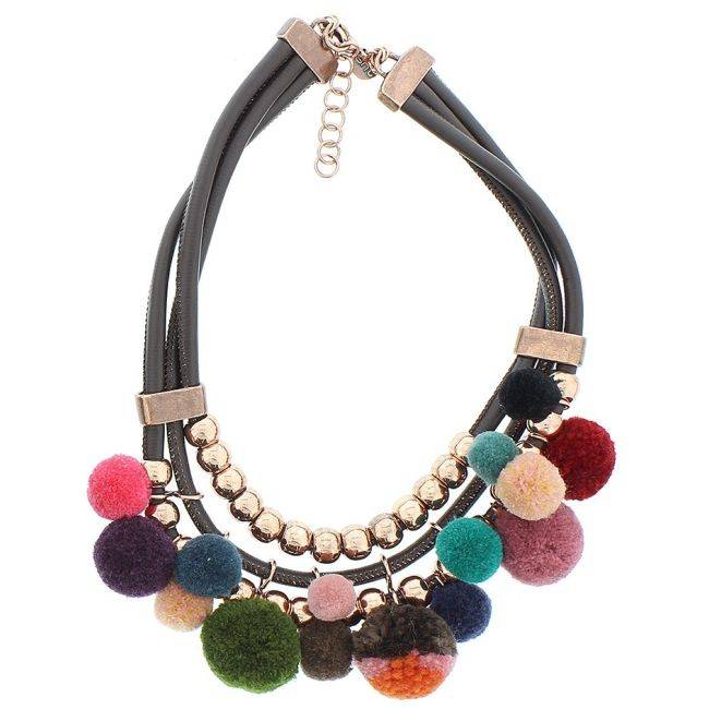 POMPOM BALLS SHORT NECKLACE