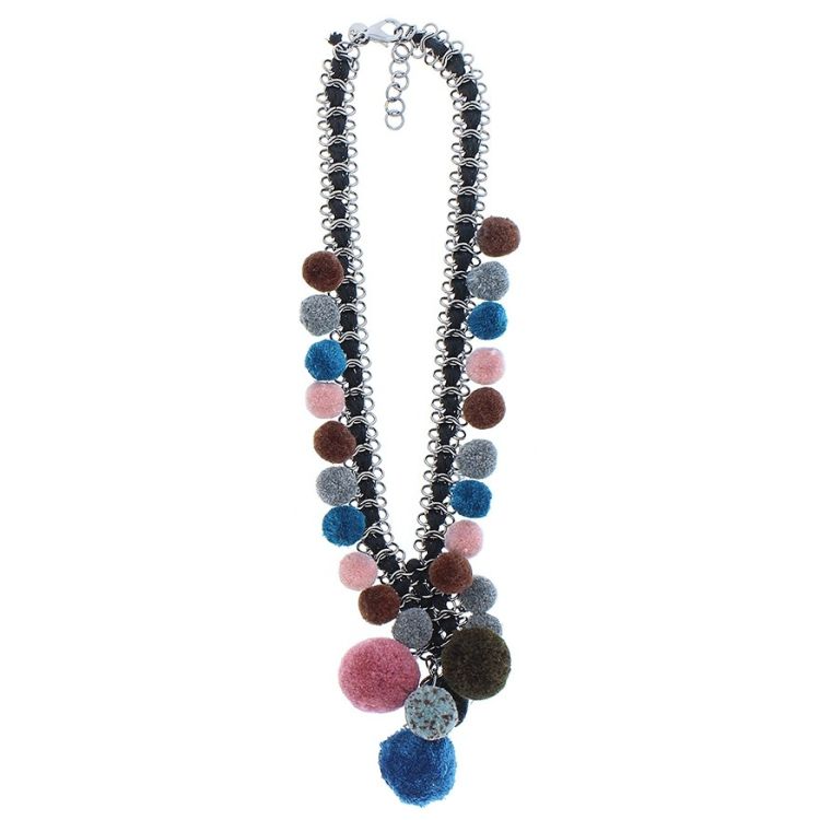 COLLAR LARGO CADENA POMPONES
