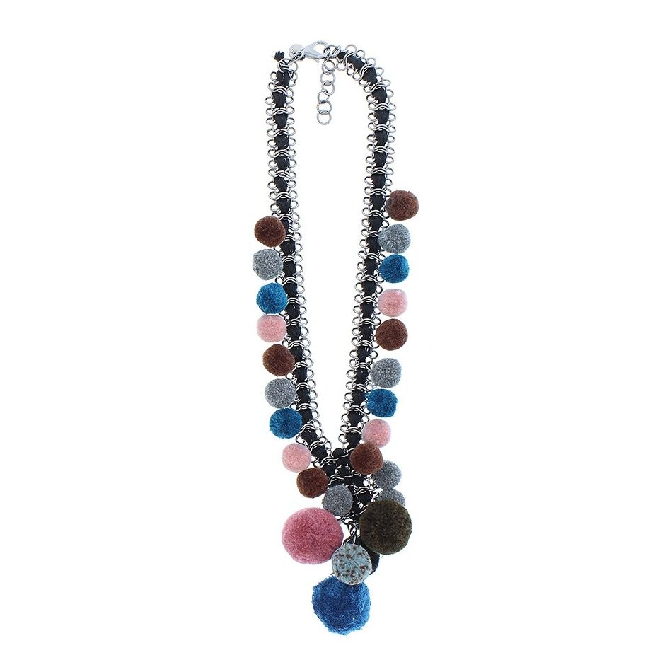 COLLAR LARGO CADENA POMPONES