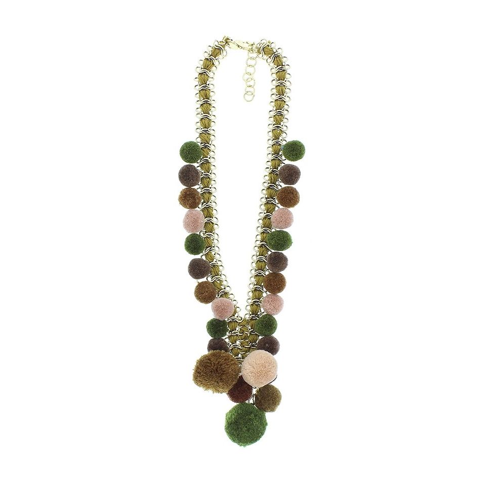 COLLAR LARGO CADENA POMPONES