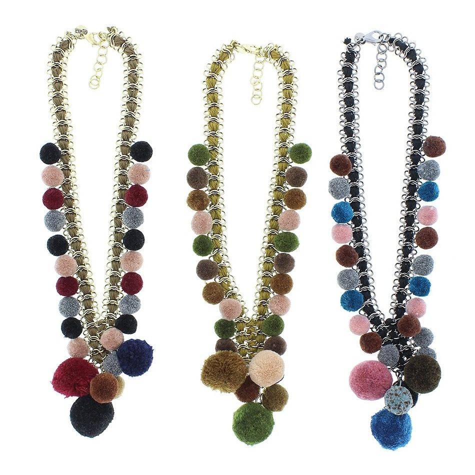 LONG POMPOM CHAIN NECKLACE