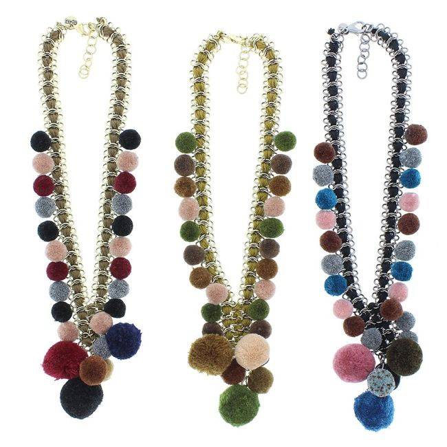 LONG POMPOM CHAIN NECKLACE