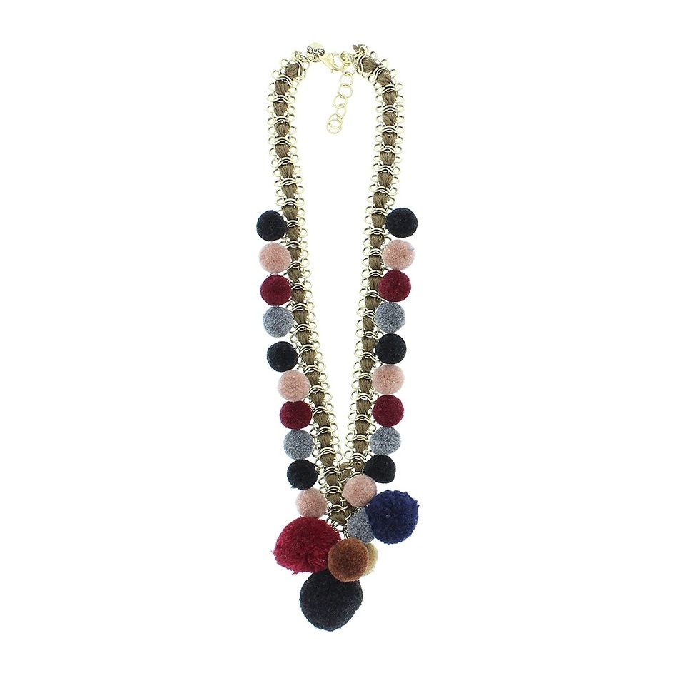 COLLAR LARGO CADENA POMPONES