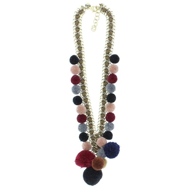 COLLAR LARGO CADENA POMPONES