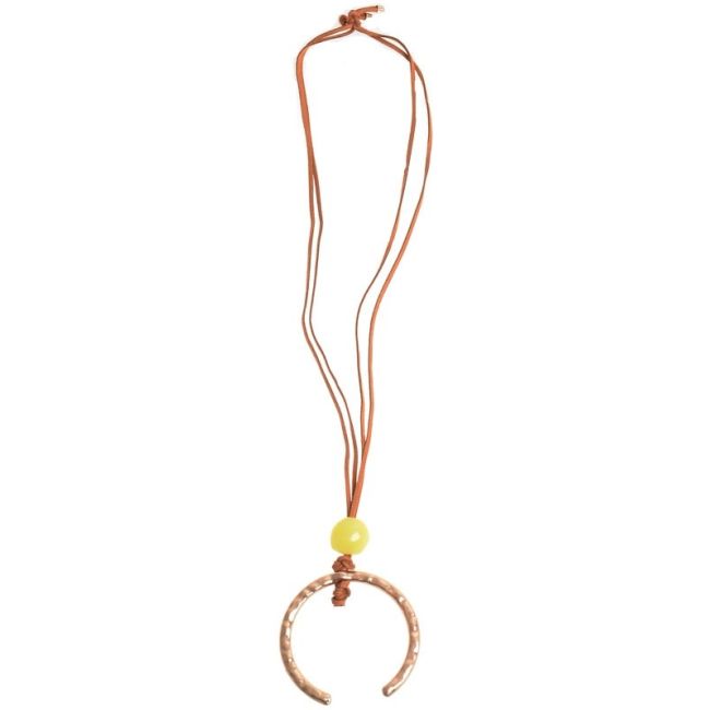 COLLAR LARGO COLGANTE MEDIA LUNA METAL RESINA