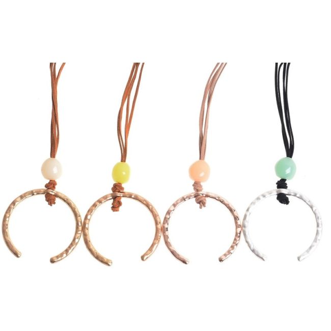 COLLAR LARGO COLGANTE MEDIA LUNA METAL RESINA