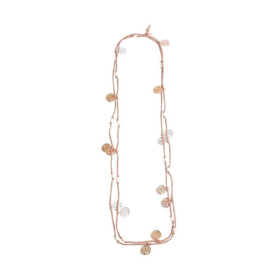 LONG NECKLACE WITH COINS AND CULTURED PEARLS
