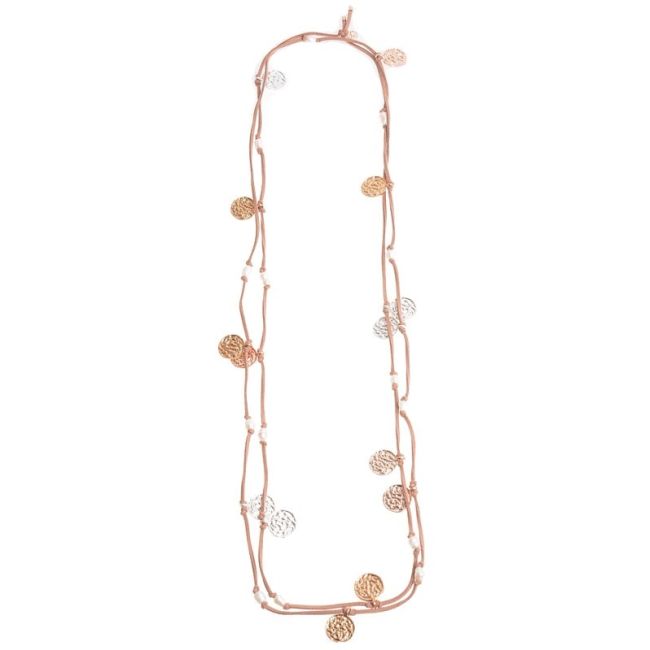 LONG NECKLACE WITH COINS AND CULTURED PEARLS