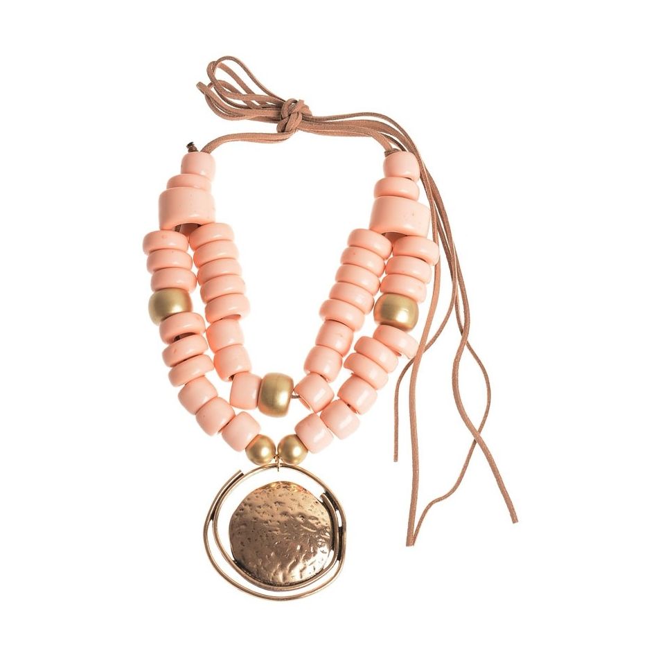 GARGANTILLA DOBLE CUENTAS COLGANTE METAL