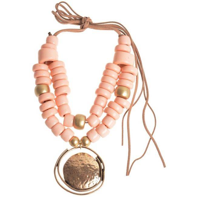 GARGANTILLA DOBLE CUENTAS COLGANTE METAL