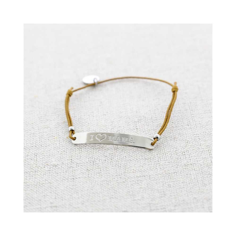 ELASTIC STEEL PLATE BRACELET MESSAGE I ?MOM"