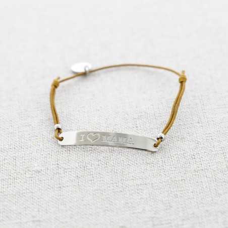 ELASTIC STEEL PLATE BRACELET MESSAGE I ?MOM"