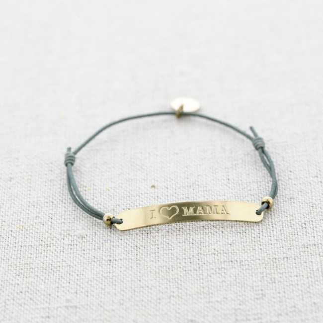 ELASTIC STEEL PLATE BRACELET MESSAGE I ?MOM"