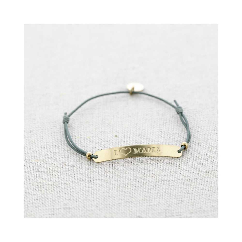 ELASTIC STEEL PLATE BRACELET MESSAGE I ?MOM"