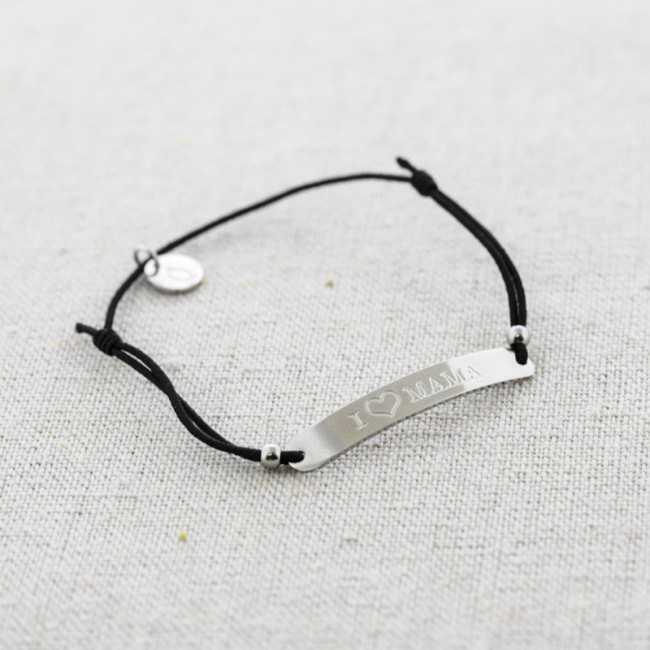 ELASTIC STEEL PLATE BRACELET MESSAGE I ?MOM"