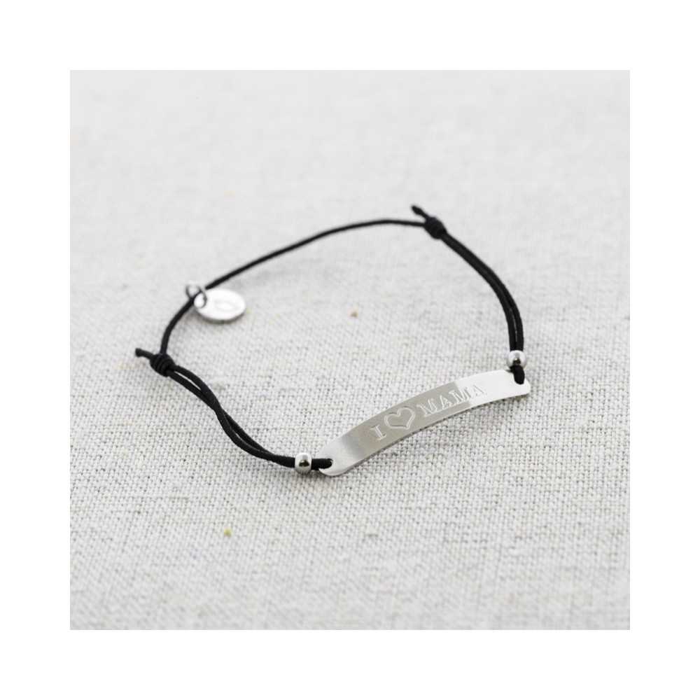 ELASTIC STEEL PLATE BRACELET MESSAGE I ?MOM"