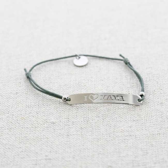 ELASTIC STEEL PLATE BRACELET MESSAGE I ?MOM"