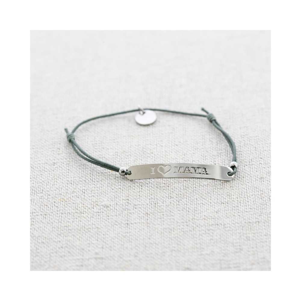 ELASTIC STEEL PLATE BRACELET MESSAGE I ?MOM"