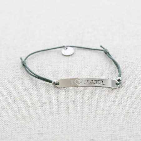 ELASTIC STEEL PLATE BRACELET MESSAGE I ?MOM"