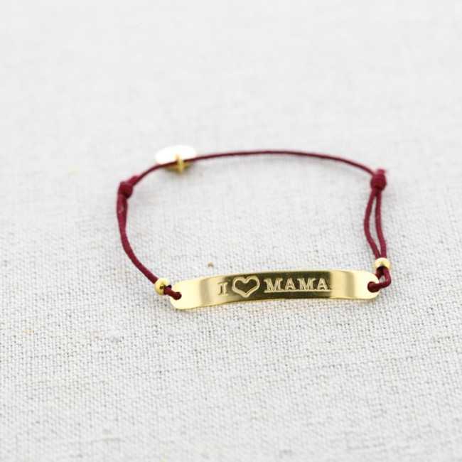 ELASTIC STEEL PLATE BRACELET MESSAGE I ?MOM"