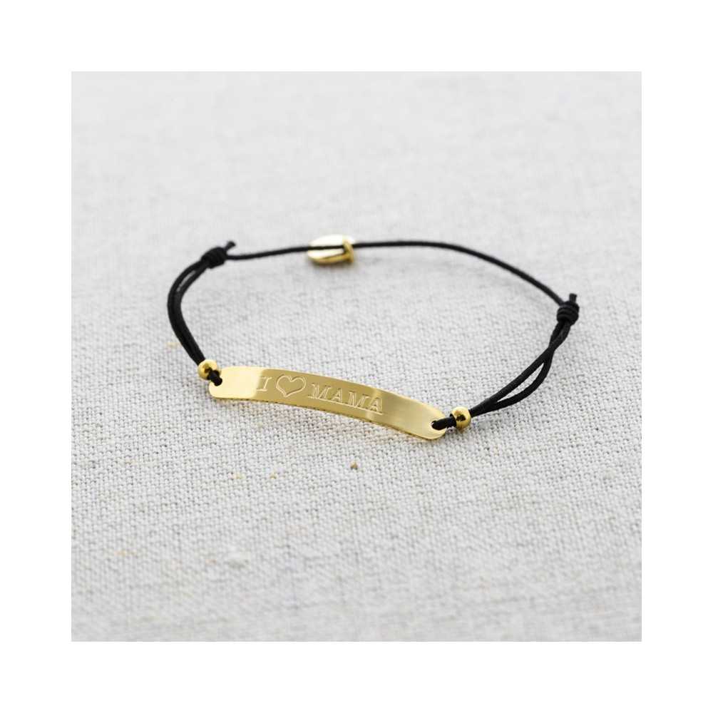 ELASTIC STEEL PLATE BRACELET MESSAGE I ?MOM"