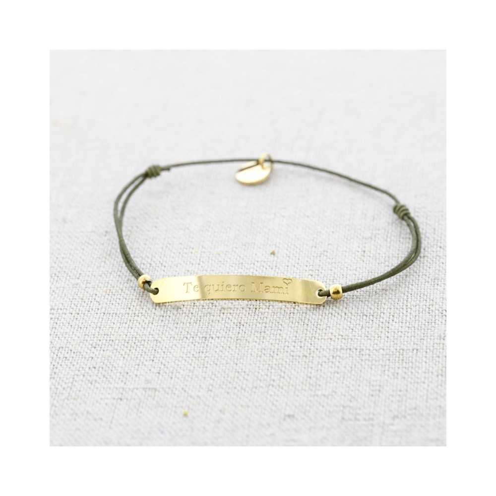 ELASTIC STEEL PLATE BRACELET WITH MESSAGE "I LOVE YOU MOM"