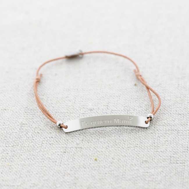 ELASTIC STEEL PLATE BRACELET WITH MESSAGE "I LOVE YOU MOM"