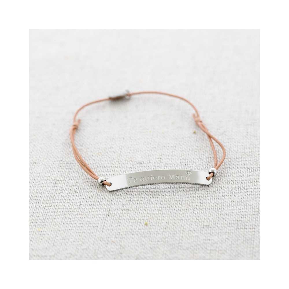 ELASTIC STEEL PLATE BRACELET WITH MESSAGE "I LOVE YOU MOM"