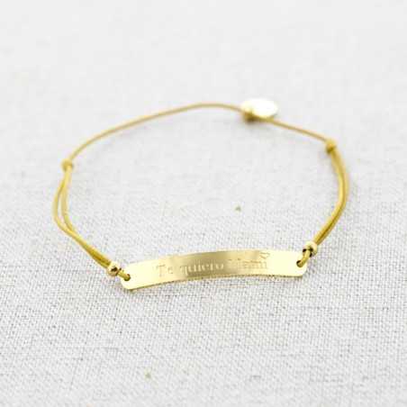 ELASTIC STEEL PLATE BRACELET WITH MESSAGE "I LOVE YOU MOM"