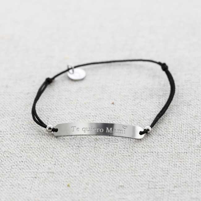 ELASTIC STEEL PLATE BRACELET WITH MESSAGE "I LOVE YOU MOM"