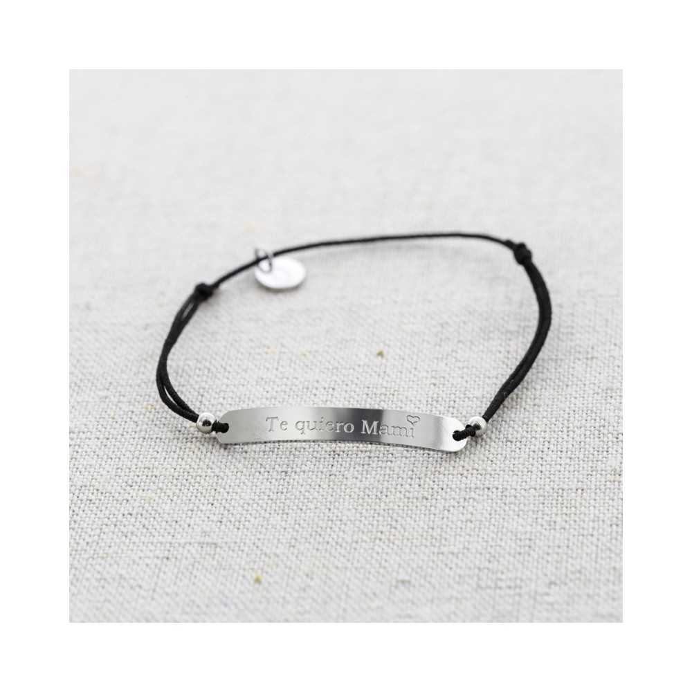 ELASTIC STEEL PLATE BRACELET WITH MESSAGE "I LOVE YOU MOM"