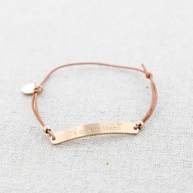 ELASTIC STEEL PLATE BRACELET WITH MESSAGE "I LOVE YOU MOM"