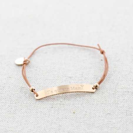 ELASTIC STEEL PLATE BRACELET WITH MESSAGE "I LOVE YOU MOM"