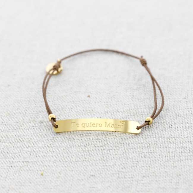 ELASTIC STEEL PLATE BRACELET WITH MESSAGE "I LOVE YOU MOM"