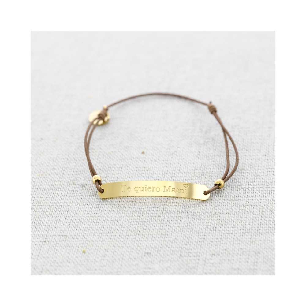 ELASTIC STEEL PLATE BRACELET WITH MESSAGE "I LOVE YOU MOM"