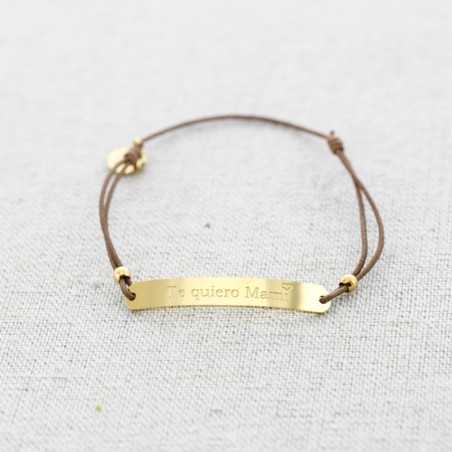 ELASTIC STEEL PLATE BRACELET WITH MESSAGE "I LOVE YOU MOM"