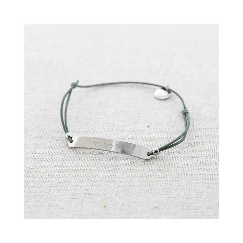 ELASTIC STEEL PLATE BRACELET WITH MESSAGE "I LOVE YOU MOM"