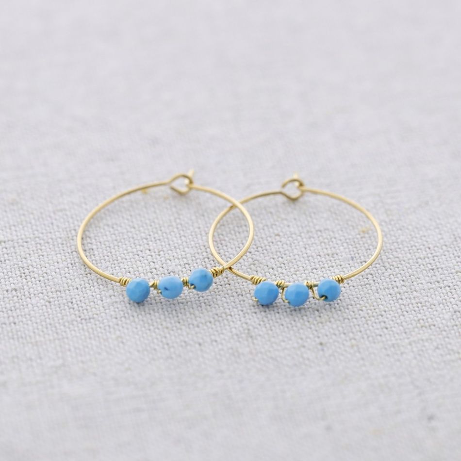 STONE HOOP STEEL EARRINGS