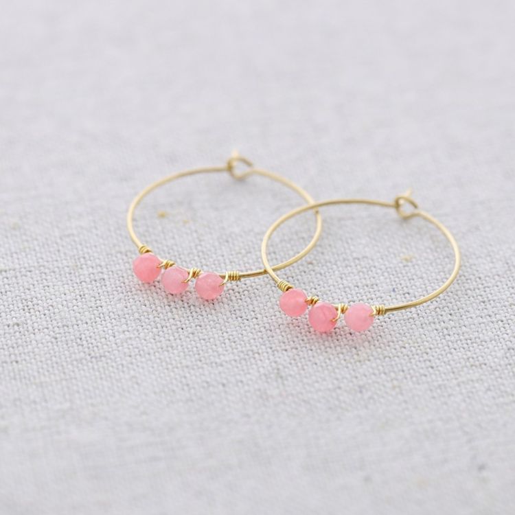 STONE HOOP STEEL EARRINGS