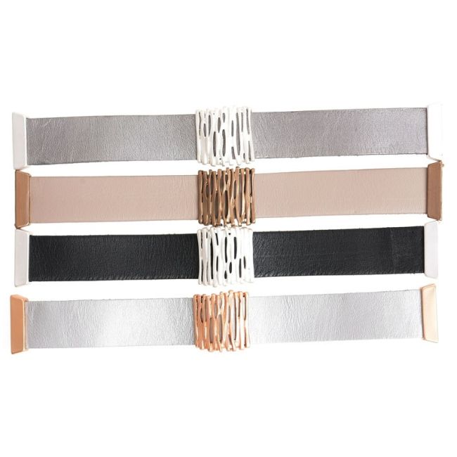 LEATHER BRACELET WITH METAL BEADS MAGNET CLOSURE