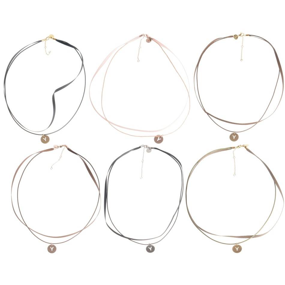 STEEL DOUBLE LETTER SHORT NECKLACE