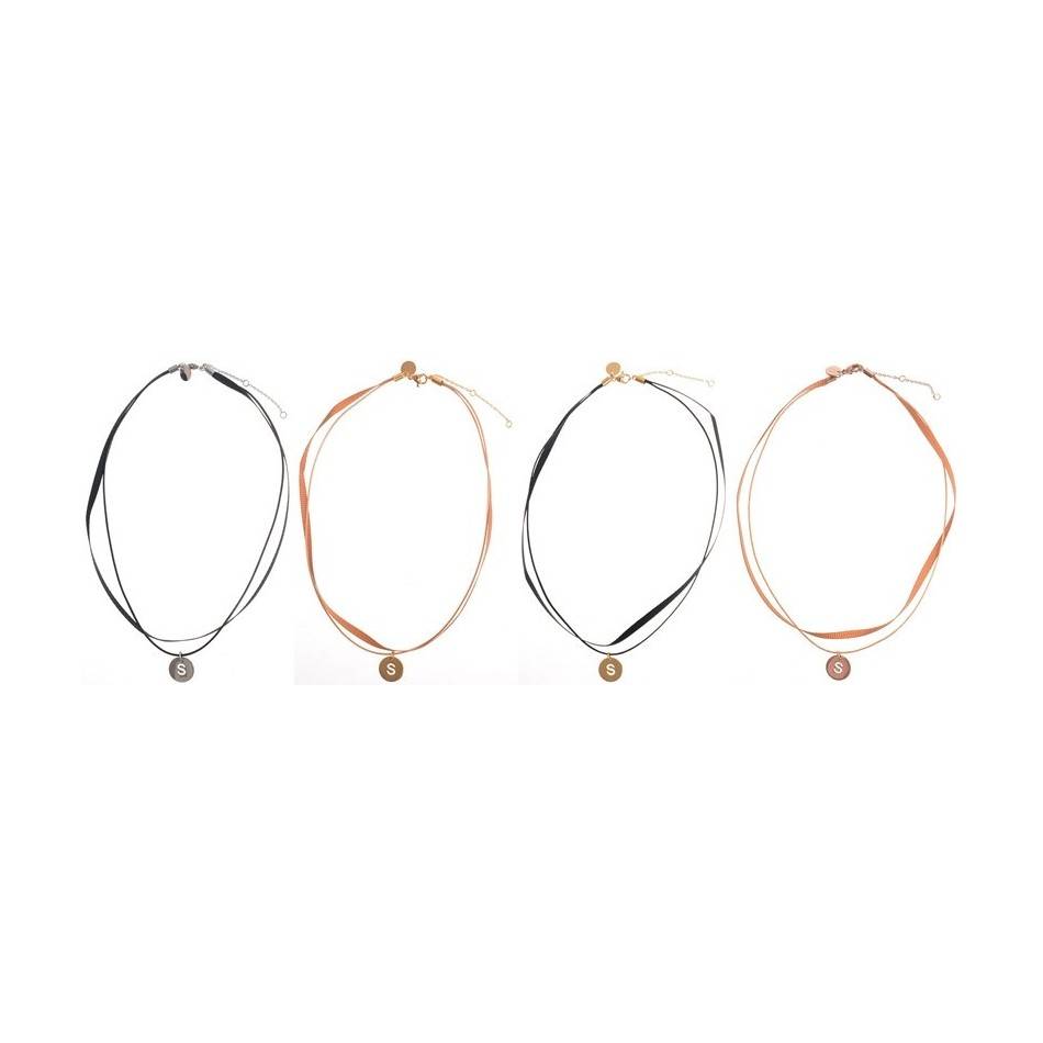 STEEL DOUBLE LETTER SHORT NECKLACE