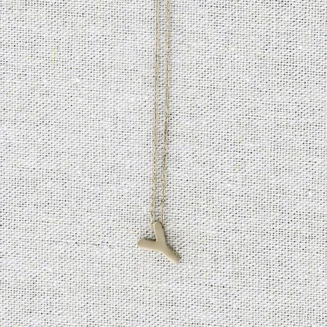 SOLID LETTER Y PENDANT STEEL SHORT NECKLACE