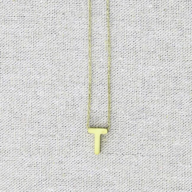 SOLID LETTER T PENDANT STEEL SHORT NECKLACE